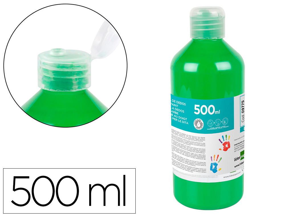 PINTURA A DEDOS LIDERPAPEL GARRAFA DE 500 ML VERDE