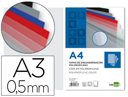 CAPA DE ENCADERNACAO LIDERPAPEL POLIPROPILENO DIN A3 0.5 MM TRANSPARENTE PACK DE 100 UNIDADES
