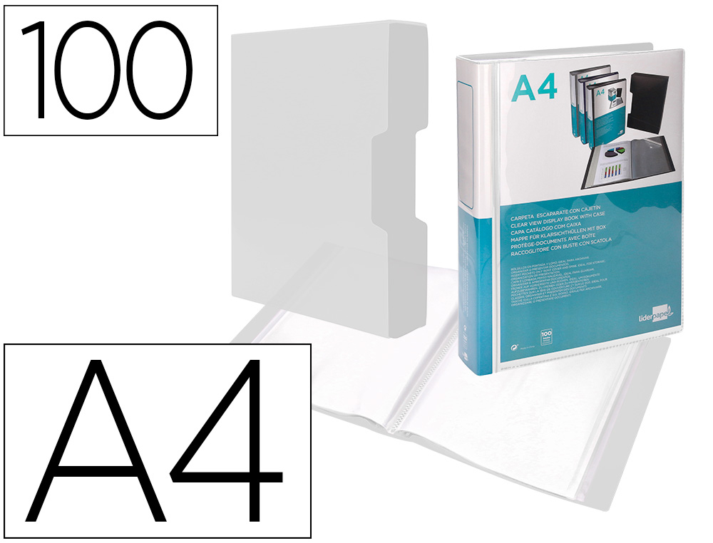 CAPA CATALOGO LIDERPAPEL 100 BOLSAS DIN A4 TRANSPARENTE COM CAIXA