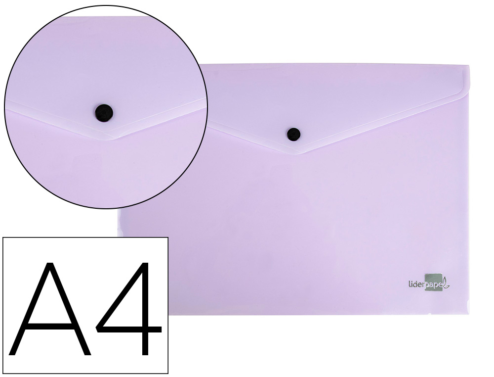 BOLSA PORTA DOCUMENTOS LIDERPAPEL COM MOLA DIN A4 LAVANDA OPACO 50 FOLHAS