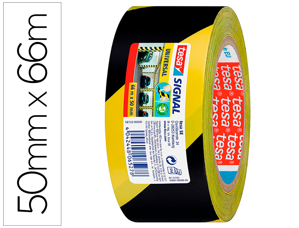 FITA ADESIVA TESA DE SEGURANA AMARELA E PRETA POLIPROPILENO 66 MT X 50 MM