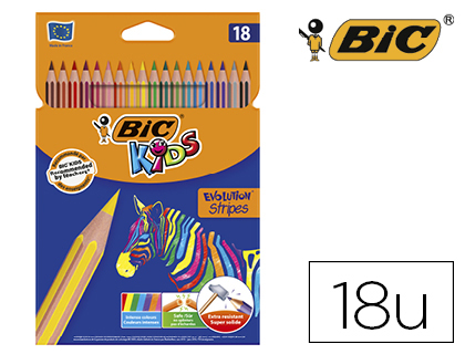 LAPIS DE COR BIC EVOLUTION STRIPES CAIXA DE 18 CORES SORTIDAS