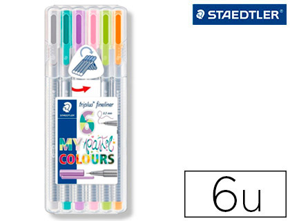 MARCADOR STAEDTLER TRIPLUS FINELINER MY PASTEL ESTOJO DE 6 UNIDADES CORES SORTIDAS