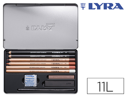 LAPIS DE COR LYRA REMBRANDT MONOCROMO COM ACESSORIOS PARA ESBOCOS CAIXA DE 11 UNIDADES
