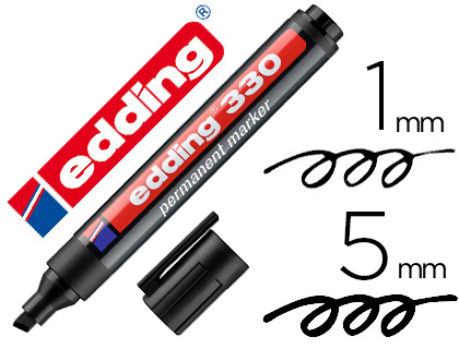 MARCADOR EDDING PERMANENTE 330 PRETO PONTA BISELADA 1-5 MM RECARREGAVEL