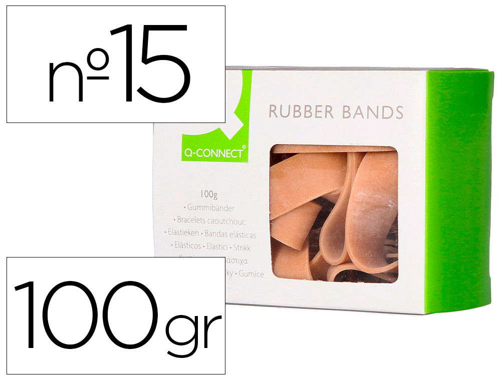 BANDAS ELASTICAS Q-CONNECT 100 GR 150 X 10 MM NUMERO 15