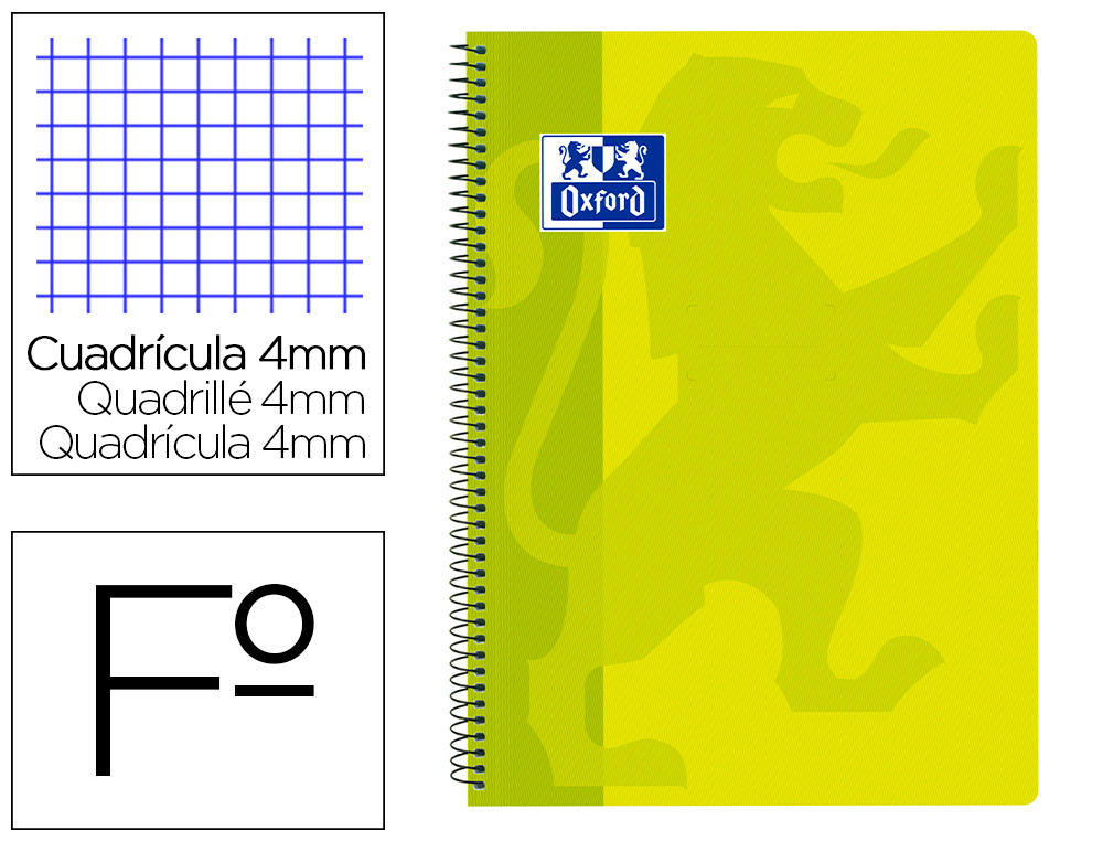 CADERNO ESPIRAL OXFORD SCHOOL CLASSIC CAPA POLIPROPILENO FOLIO 80 FOLHAS QUADRICULA 4 MM COM MARGEM LIMA
