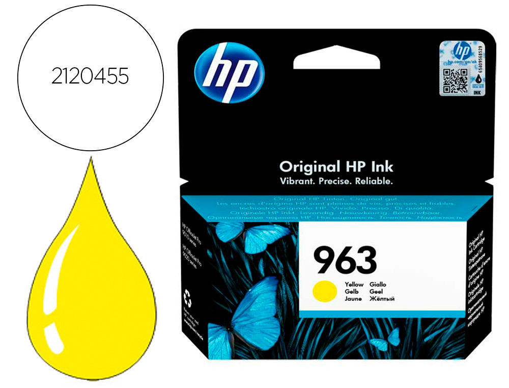 TINTEIRO HP 963 OFFICEJET PRO 9010 / 9020 / 9022 / 9023 / 9025 AMARELO 700 PAGINAS