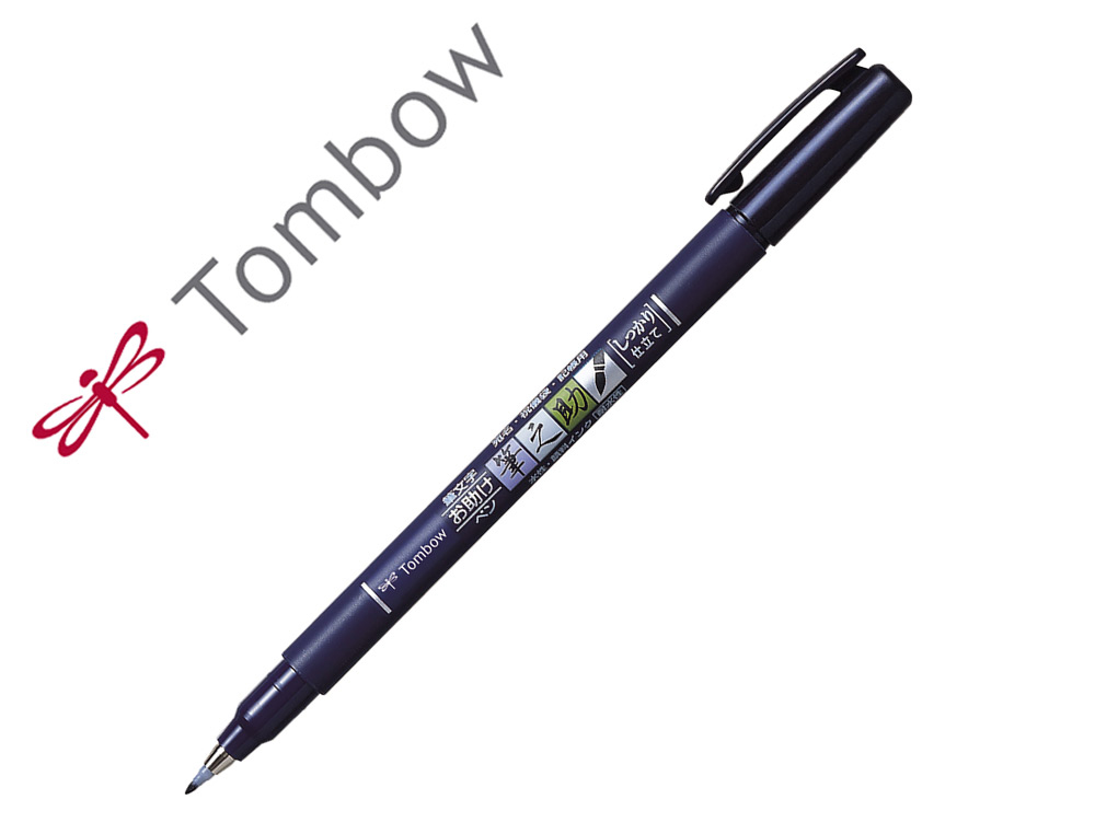 MARCADOR TOMBOW PONTA PINCEL DUAL FUDENOSUKE PONTA DURA TINTA BASE DE AGUA PRETO