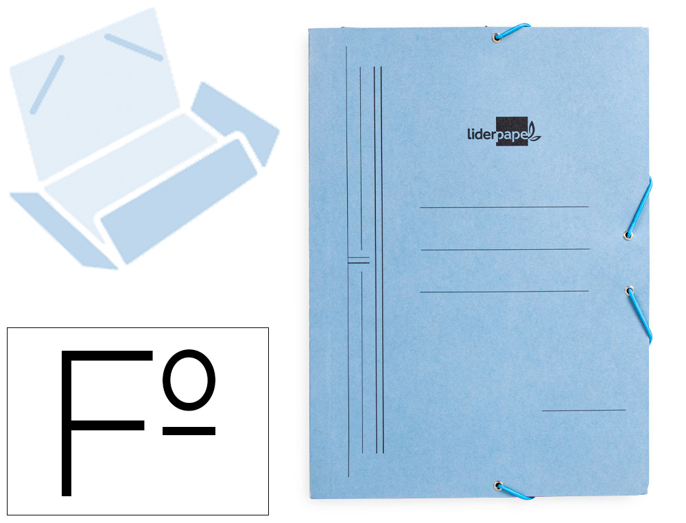 PASTA DE ELASTICOS LIDERPAPEL FOLIO COM ABAS AZUL