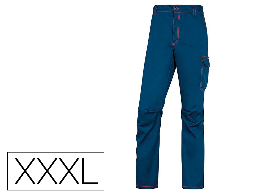 CALCAS DE TRABALHO DELTAPLUS CINTURA ELASTICA 5 ESTOJOS COR AZUL MARINHO / LARANJA TAMANHO XXXL
