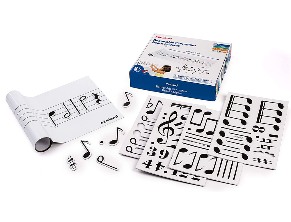 JOGO MINILAND QUADRO MUSICAL PAUTADO COM 85 FIGURAS MAGNETICAS E 1 FOLHETO