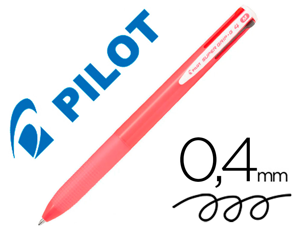 ESFEROGRAFICA PILOT SUPERGRIP G 4 CORES RETRATIL TINTA BASE DE OLEO CORPO COR ROSA