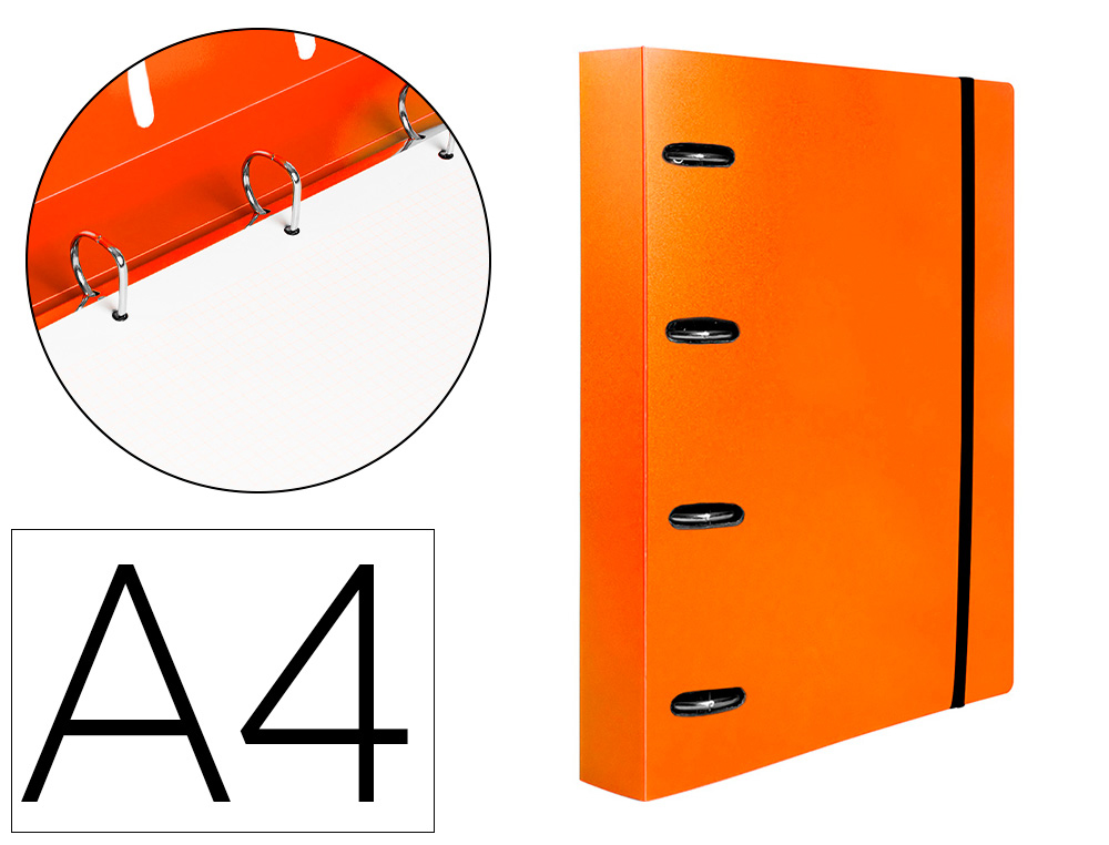 PASTA LIDERPAPEL COM RECARGA POLIPROPILENO DIN A4 4 ANEIS 25MM QUADRICULA 5MM LARANJA OPACO