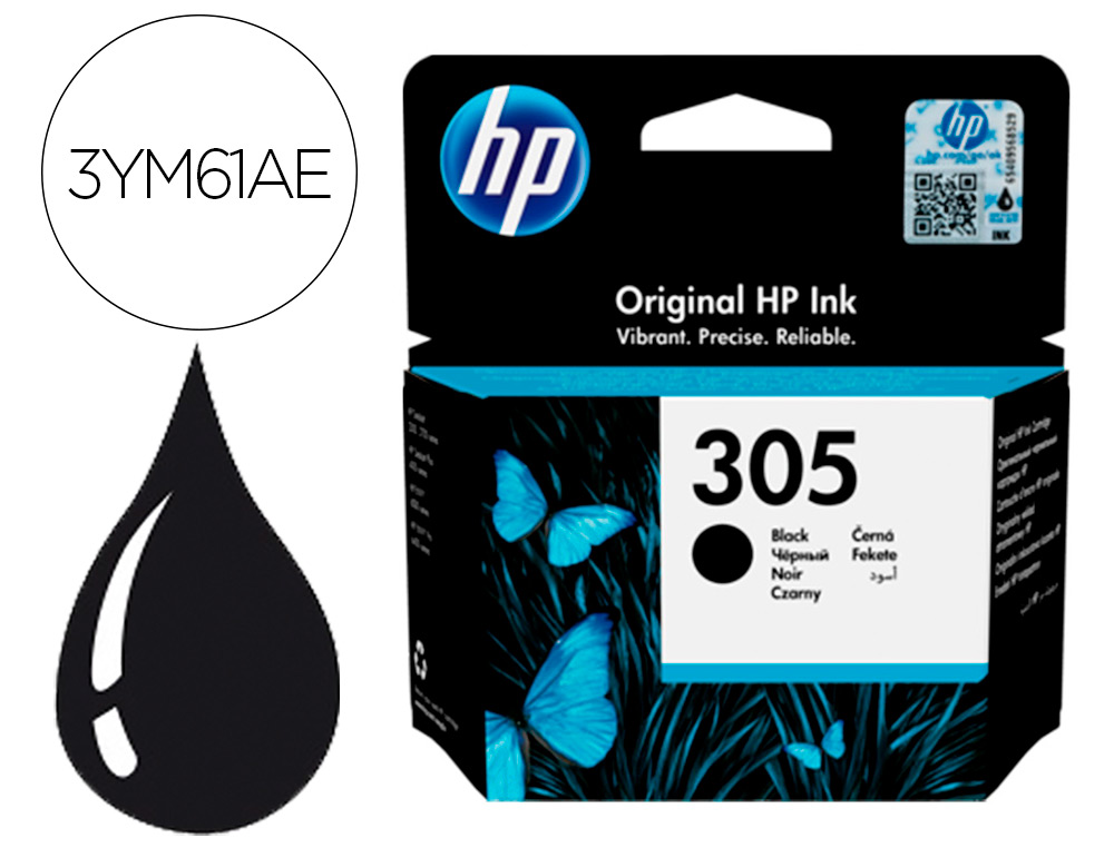 TINTEIRO HP 305 DESKJET 1210 / 1212 / 1255 / 2732 / 2752 / 4155 / 4158 ENVY 6020 / 6052 /6055 / 6420 PRETO 120