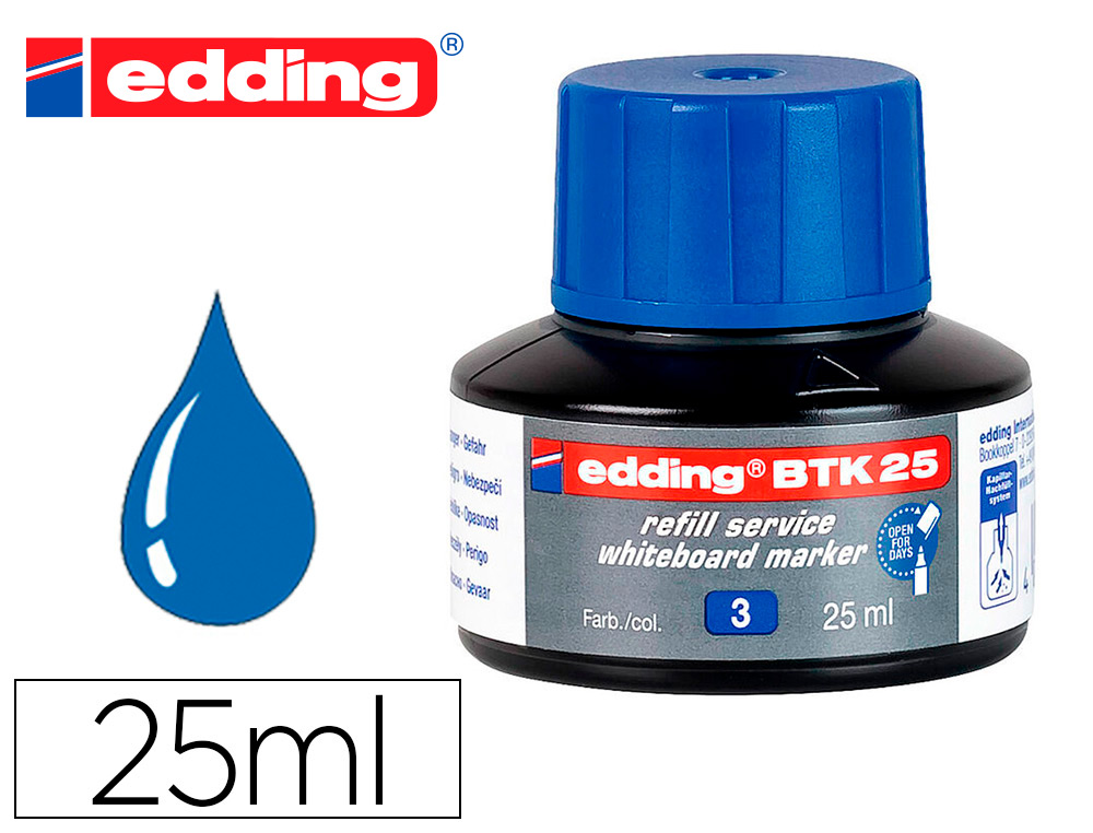TINTA MARCADOR EDDING QUADRO BRANCO BTK-25 COR AZUL FRASCO DE 25 ML