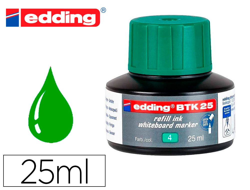 TINTA MARCADOR EDDING QUADRO BRANCO BTK-25 COR VERDE FRASCO DE 25 ML