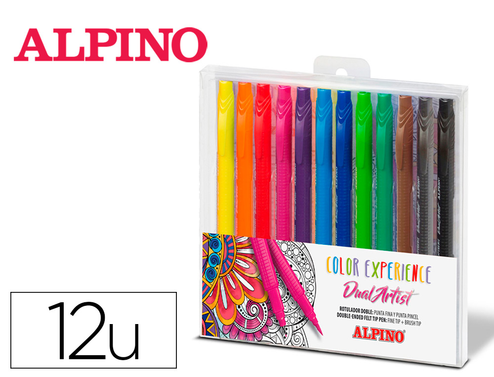 ROTULADOR ALPINO DUAL ARTIST COLOR EXPERIENCE ESTUCHE DE 12 UNIDADES COLORES