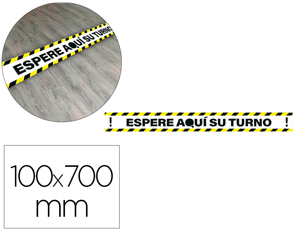 PICTOGRAMA ARCHIVO 2000 ESPERE PELO SEU TURNO MANTENHA A DISTANCIA DE SEGURANCA VINIL ADESIVO AMARELO 100X700 MM