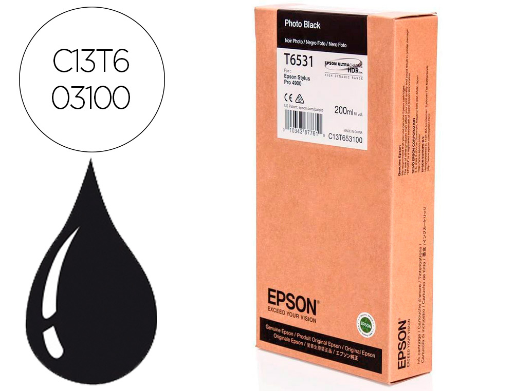 TINTEIRO EPSON GF STYLUS PRO-4900 PRETO FOTO 200 ML