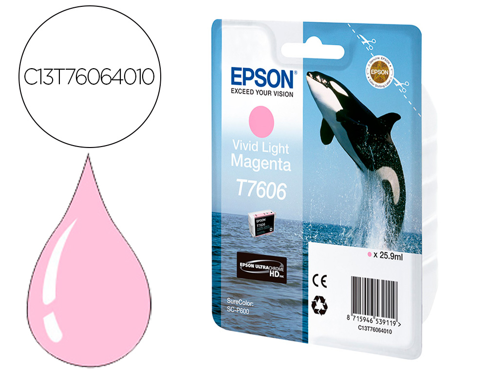 TINTEIRO EPSON SURECOLOR SC-P600 MAGENTA VIVO CLARO