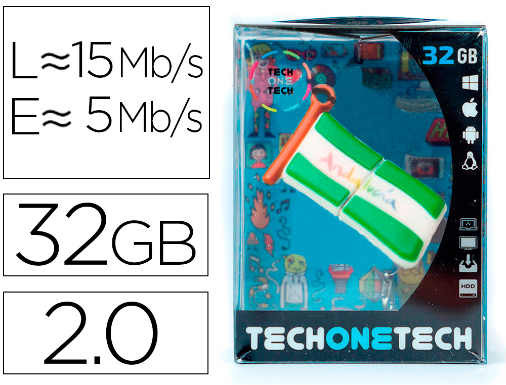 PEN DRIVE USB TECH ONE TECH BANDEIRA ANDALUZIA 32 GB