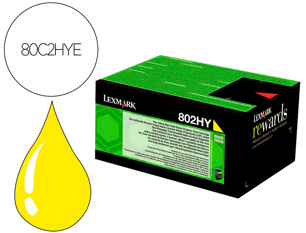 TONER LASER LEXMARK 80C2HYE AMARELO 3000 PAGINAS