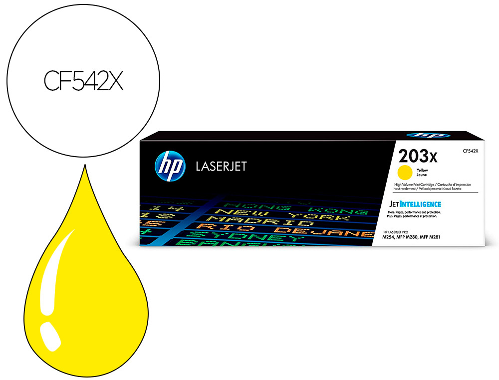 TONER HP LASERJET 203X M254DW / 280NW / 281FDW AMARELO 2500 PAGINAS
