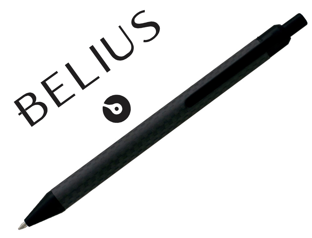 ESFEROGRAFICA BELIUS POSTDAM PRETA CORPO FIBRA CARBONO TINTA GEL AZUL EM ESTOJO
