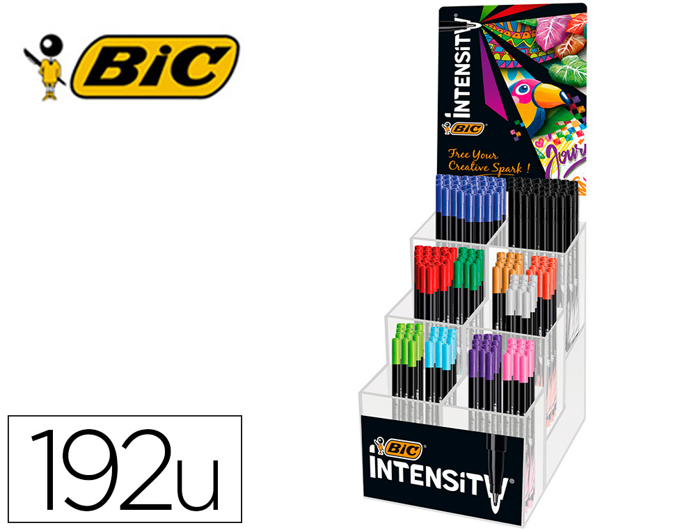 MARCADOR BIC INTENSITY FINE PONTA DE FIBRA 0,4 MM EXPOSITOR 192 UNIDADES CORES SORTIDAS 160X130X345 MM