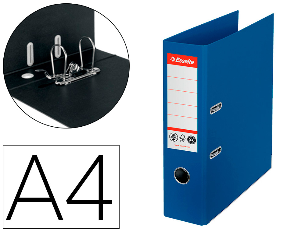 PASTA DE ARQUIVO DE ALAVANCA ESSELTE N1 CO2 NEUTRAL DIN A4 CARTAO FORRADO LOMBADA 75 MM AZUL VIVO