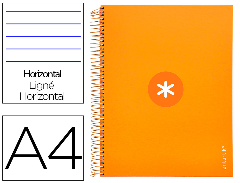CADERNO ESPIRAL DIN A4 ANTARTIK CAPA FORRADA 120 F 100 GR PAUTADO 5 BANDAS COR MOSTARDA