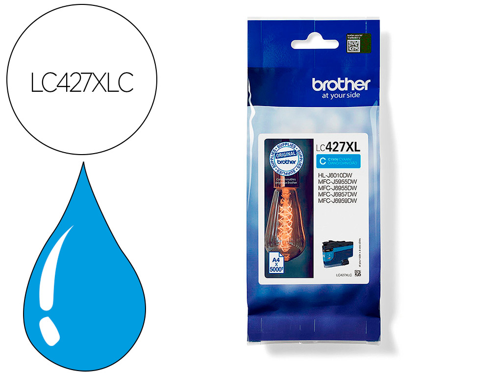 TINTEIRO BROTHER LC427XLC MFCJ5955DW / 6955DW CIAN GRANDE CAPACIDADE 5000 PAGINAS