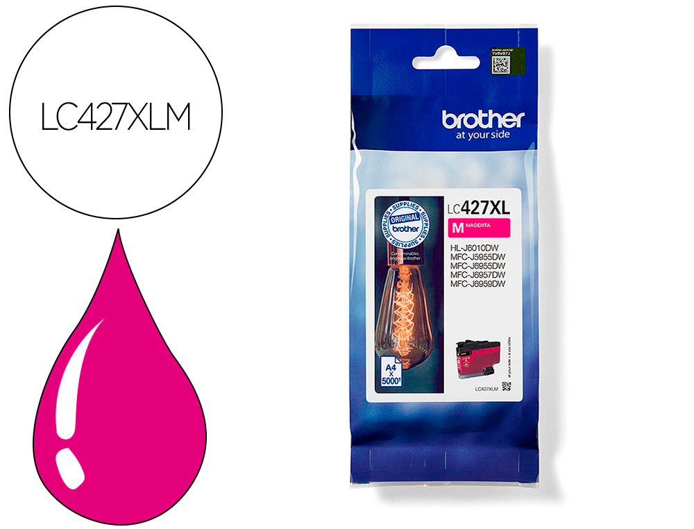 TINTEIRO BROTHER LC427XLM MFCJ5955DW / 6955DW GRANDE CAPACIDADE MAGENTA 5000 PAGINAS