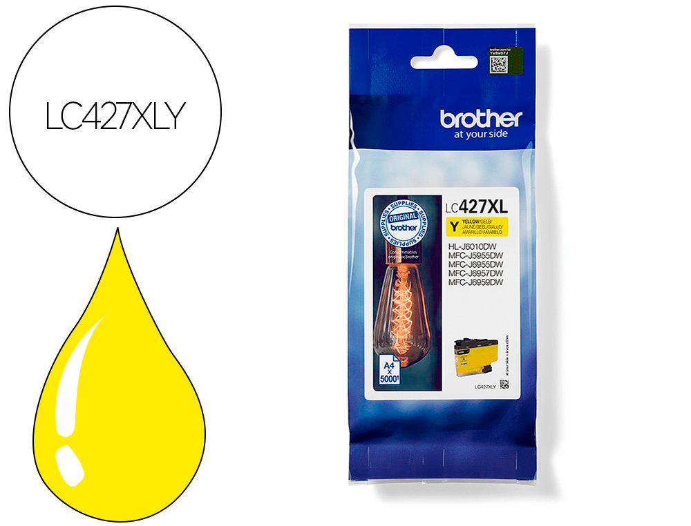 TINTEIRO BROTHER LC427XLY MFCJ5955DW / 6955DW GRANDE CAPACIDADE AMARELO 5000 PAGINAS