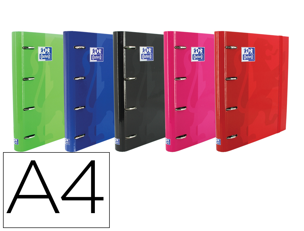 PASTA COM RECARGA OXFORD EUROPEANBINDER CLASSIC 4 ANEIS 35 MM QUADRICULA 5 MM DIN A4 CAPA EXTRADURA CORES CLASSICAS