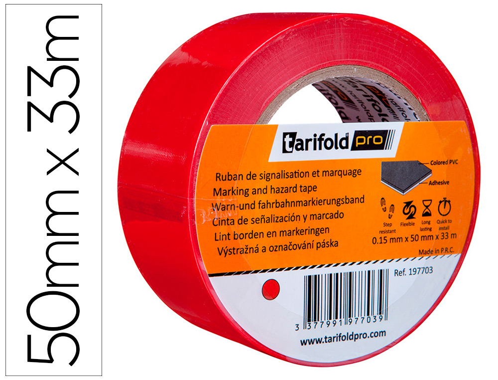 FITA ADESIVA TARIFOLD PARA MARCACAO E SINALIZACAO DE CHAO 33 MT X 50 MM COR VERMELHO