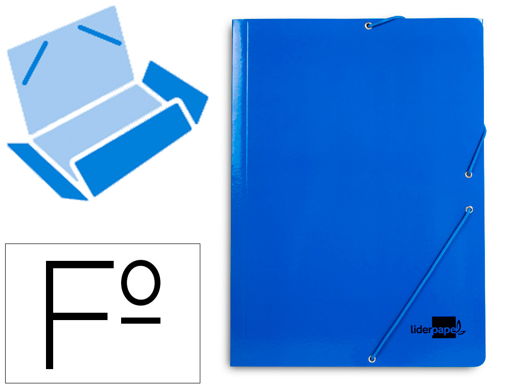 PASTA LIDERPAPEL DE ELASTICOS FOLIO 3 ABAS CARTAO PLASTIFICADO COR AZUL