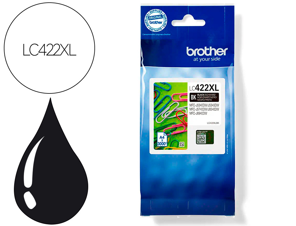 TINTEIRO BROTHER LC-422XLBK PRETO MFC-J5340DW / MFC-J5740DW / MFC-J6540DW / MFC-J6940DW 3000 PAGINAS
