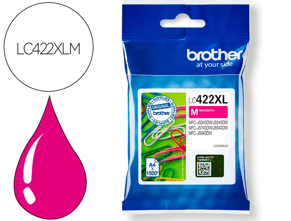 TINTEIRO BROTHER LC-422XLM MAGENTA MFC-J5340DW / MFC-J5740DW / MFC-J6540DW / MFC-J6940DW 1500 PAGINAS