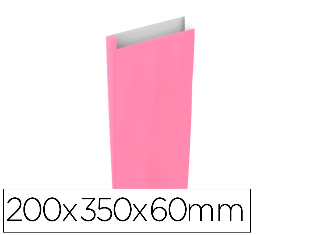 ENVELOPE BASIKA CELULOSE ROSA COM FOLE M 200X350X60 MM PACK DE 25 UNIDADES