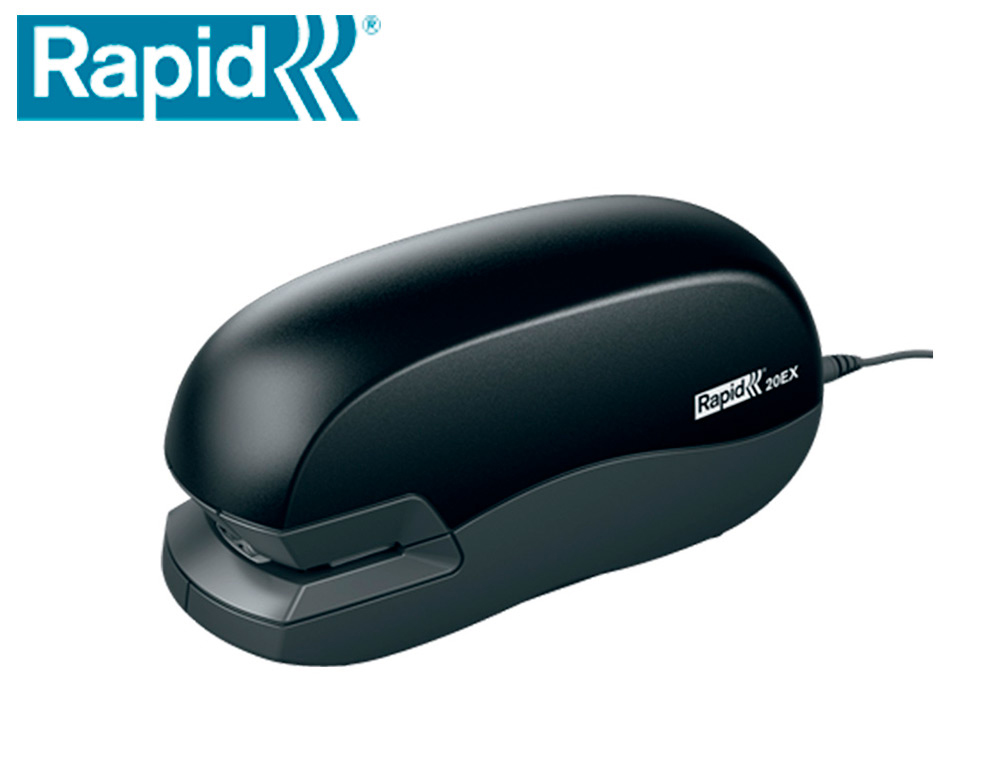 AGRAFADOR RAPID ELETRICO 20EX FIXATIV CAPACIDADE 20 FOLHAS USA AGRAFES 24/6 E 26/6 COR PRETO