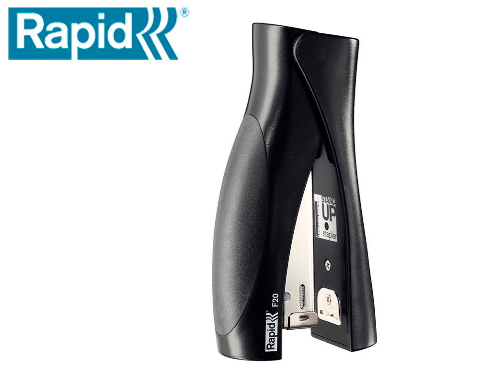 AGRAFADOR RAPID VERTICAL ULTIMATE F20 PLASTICO CAPACIDADE 20 FOLHAS USA AGRAFES 24/6 E 26/6 COR PRETO