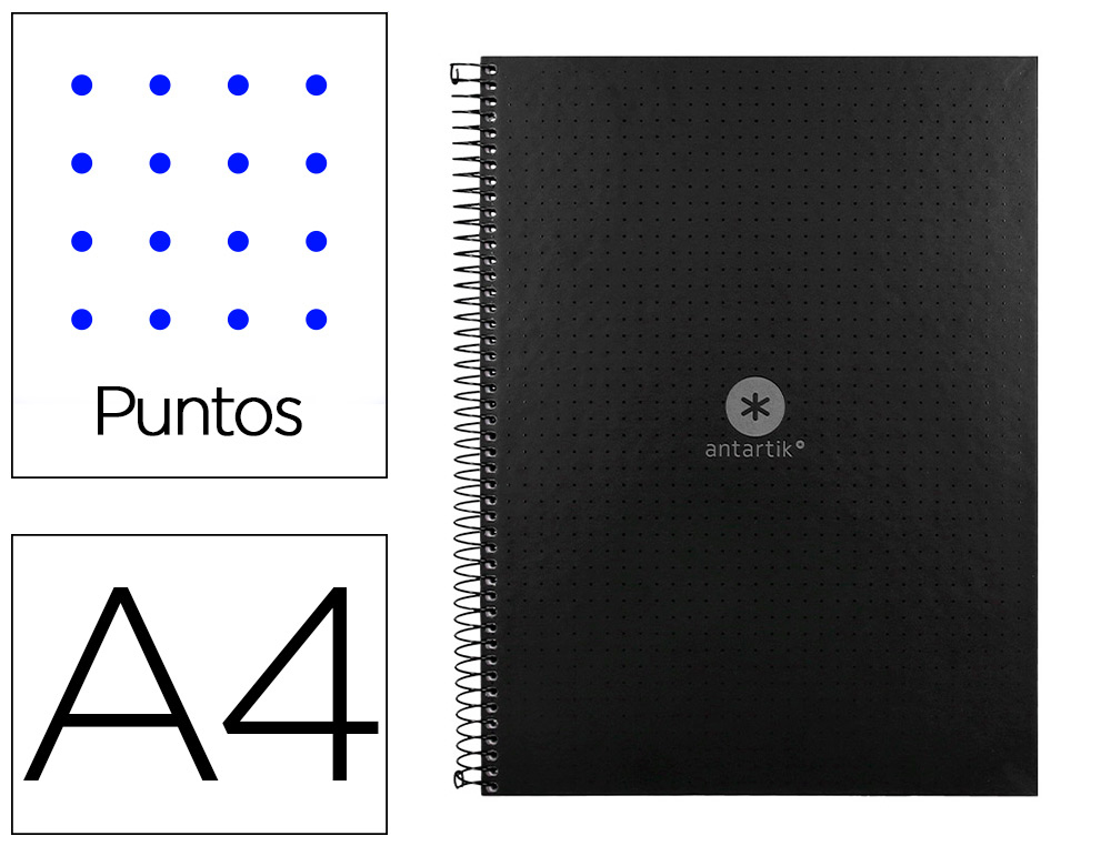 CADERNO ESPIRAL A4 MICRO ANTARTIK CAPA FORRADA 80F 90 GR PONTILHADO 1 BANDA 4 FUROS COR PRETO