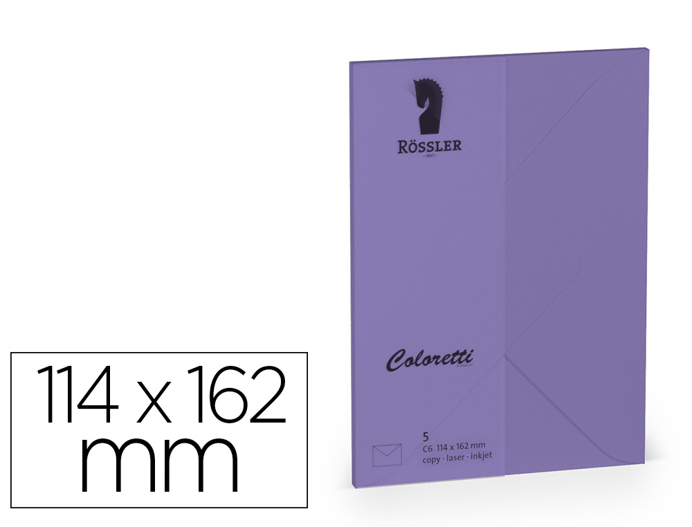 ENVELOPE ROSSLER COLORETTI C6 COR LILAS 114X162 MM PACK DE 5 UNIDADES