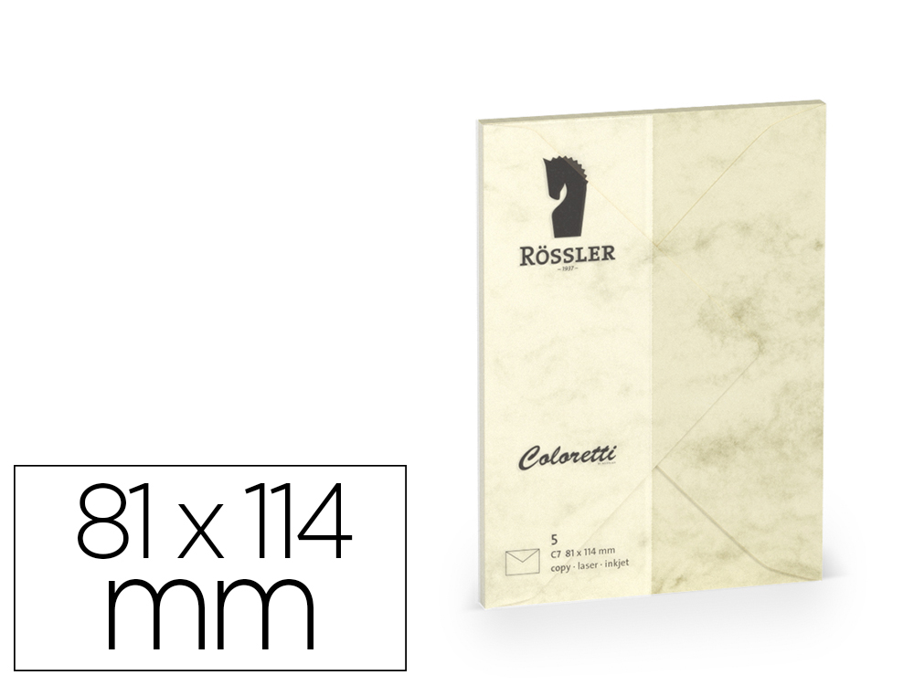 ENVELOPE ROSSLER COLORETTI C7 COR MARMORE CREME 81X114 MM PACK DE 5 UNIDADES