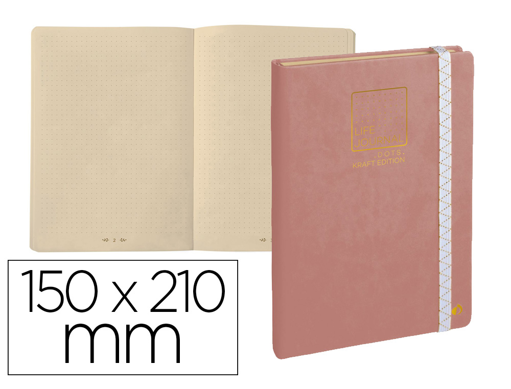 CADERNO AGRAFADO QUO VADIS LIFE JOURNAL DOTS METODO BULLET 15X21 CM 215 FOLHAS 90 GR CAPA KRAFT