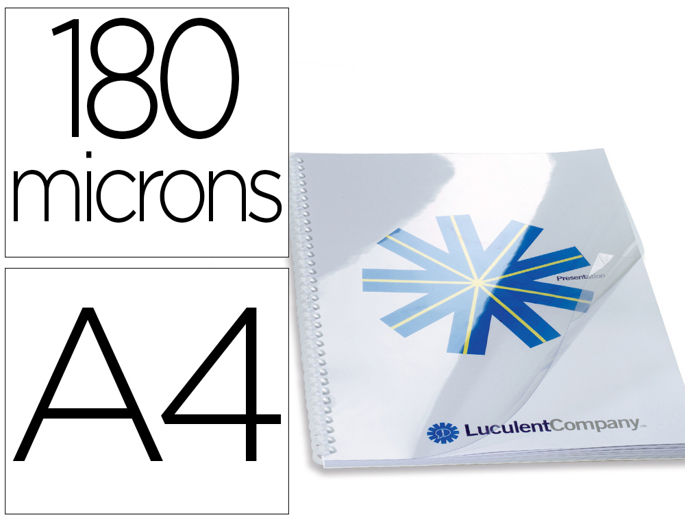 CAPA DE ENCADERNACAO GBG PVC CRISTAL TRANSPARENTE 180 MC DIN A4 PACK DE 100 UNIDADES