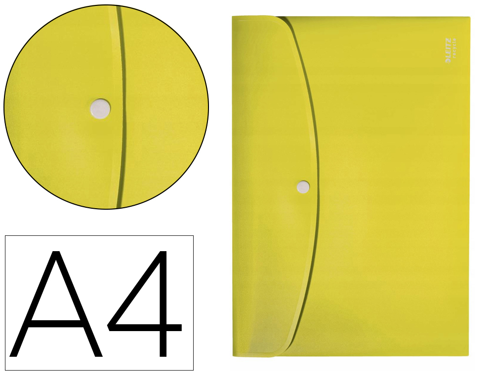 BOLSA LEITZ RECYCLE PORTA DOCUMENTOS FECHO DE MOLA DIN A4 POLIPROPILENO AMARELO