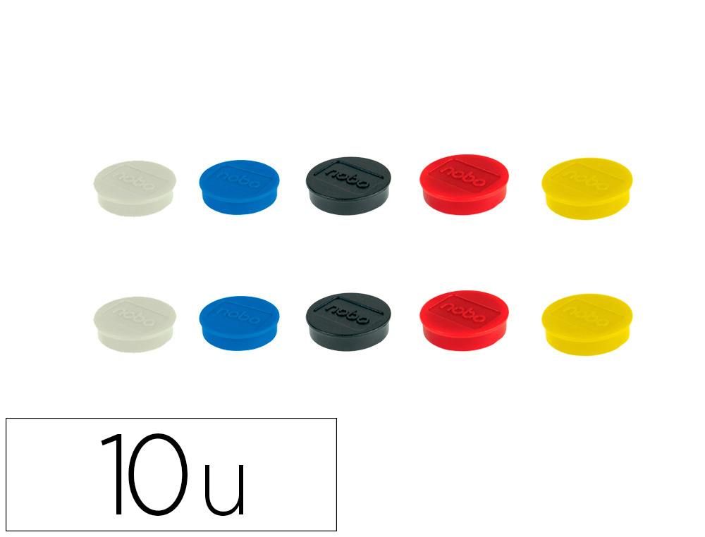 IMAN DE SINALIZACAO NOBO 32 MM DIAMETRO CAIXA DE 10 UNIDADES CORES SORTIDAS